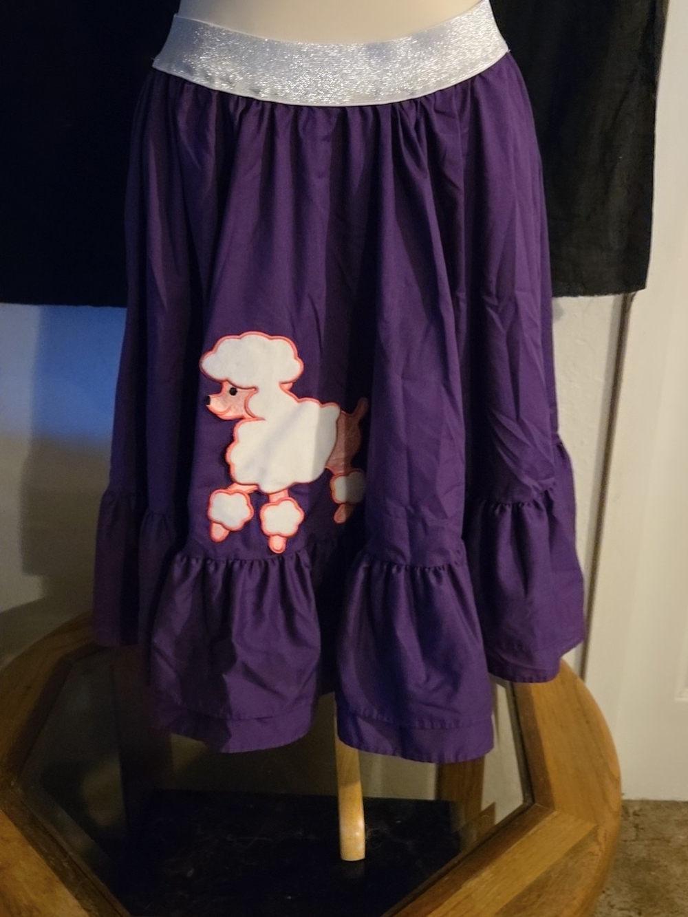Purple Skirt with Poodle Appliqué